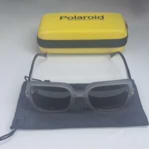 Polaroid Polarized Square Sunglasses Gray Frame Tortoise Arms
